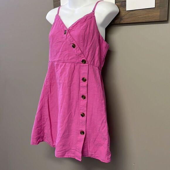 American Eagle Pink Lined Sundress with Adjustable Straps & Front Buttons-Medium - Picture 4 of 10